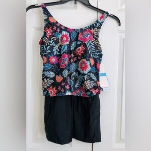 Black One Piece Sleeveless Tank Top for Swim